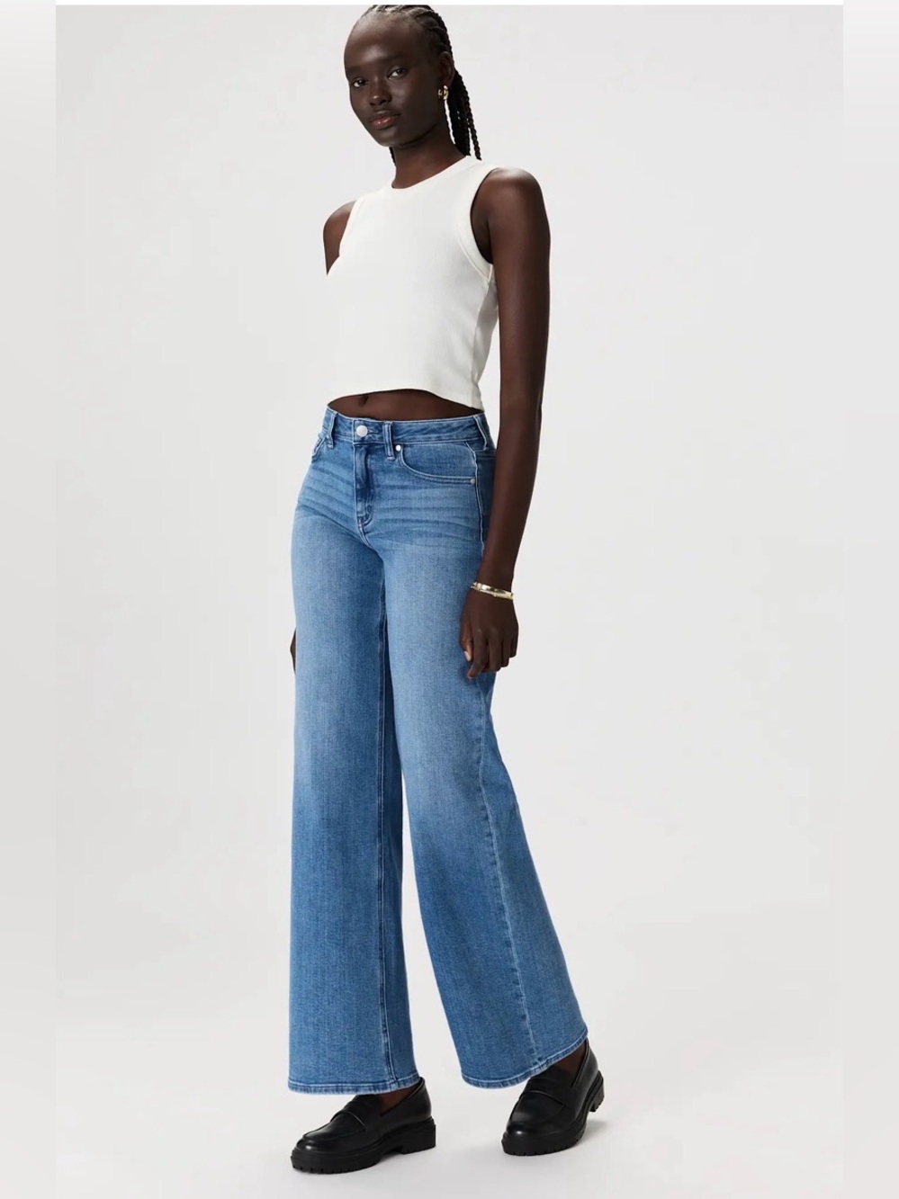Quince Bella Stretch Wide Leg Jeans in Seaside Blue 27